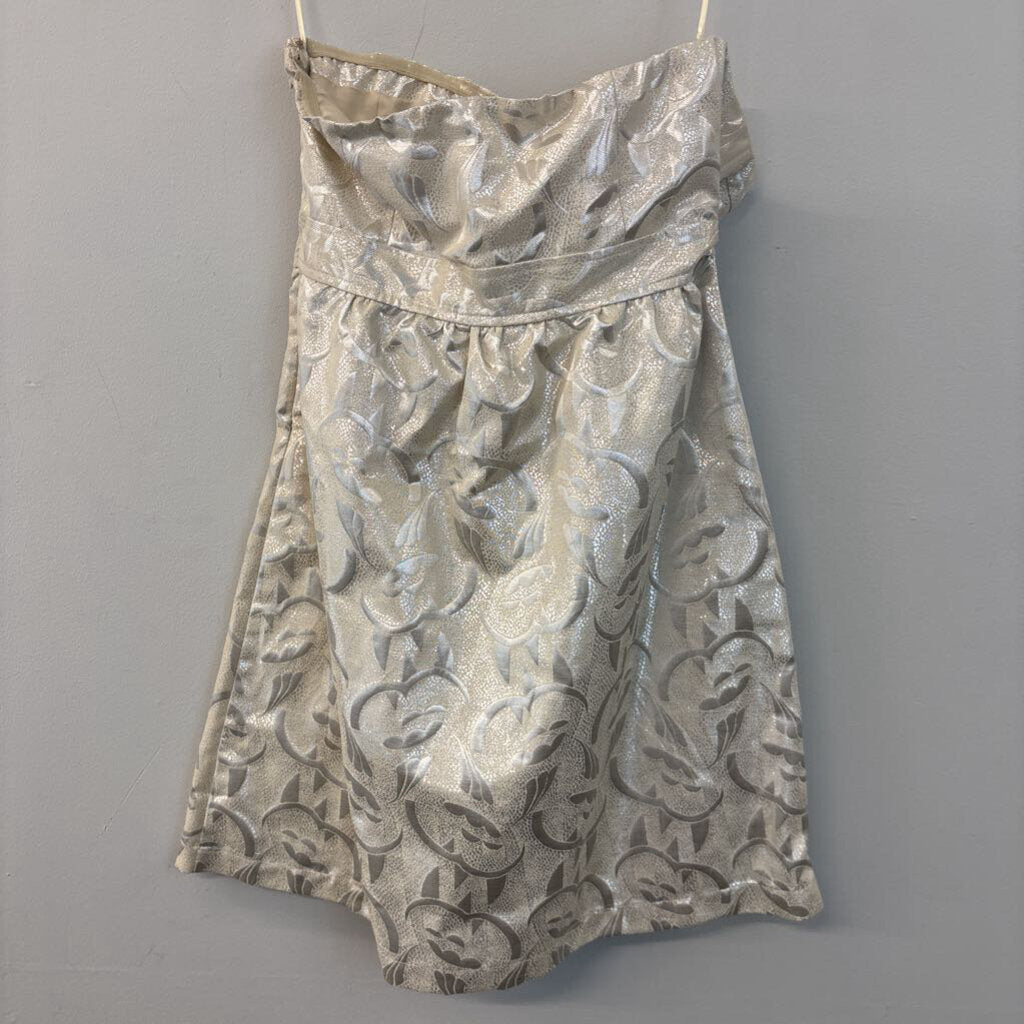 American Eagle Gold/ Silver Metallic Print Strapless Dress 10