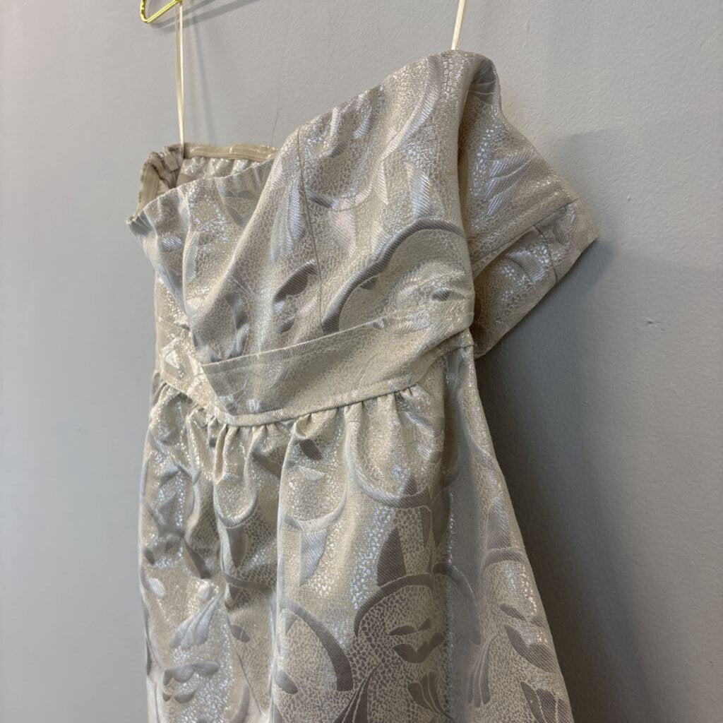 American Eagle Gold/ Silver Metallic Print Strapless Dress 10