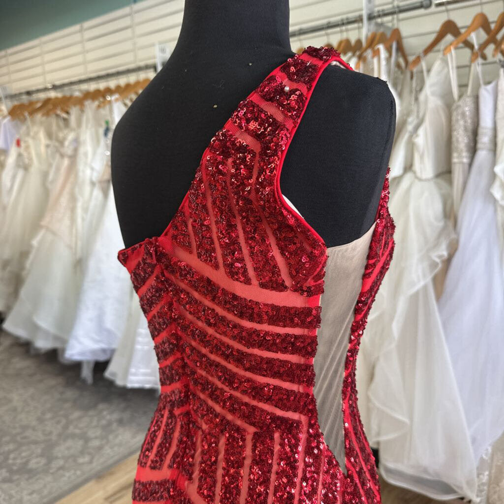 Jovani Sequined One Shoulder Mermaid Long Dress 4