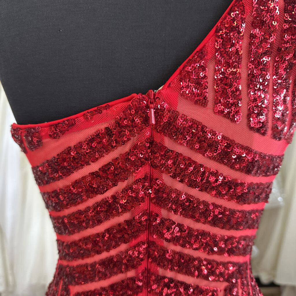 Jovani Sequined One Shoulder Mermaid Long Dress 4