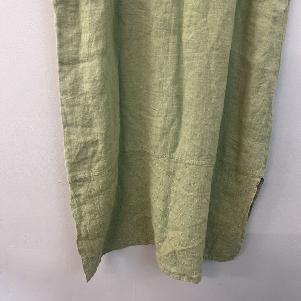 Aly Wear Green Linen Short Sleeve Maxi Dress Extra Small