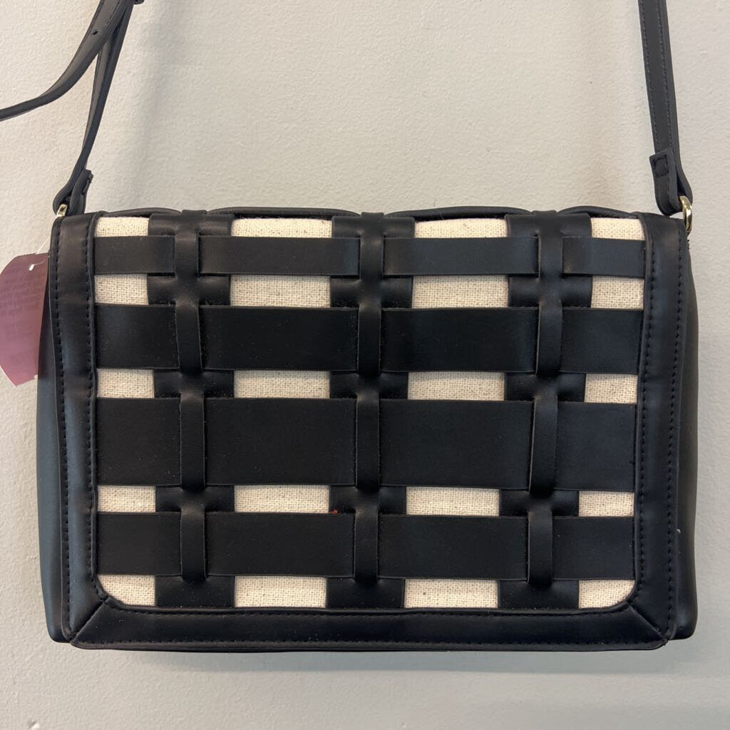 A New Day Black/ Beige Woven Crossbody Purse