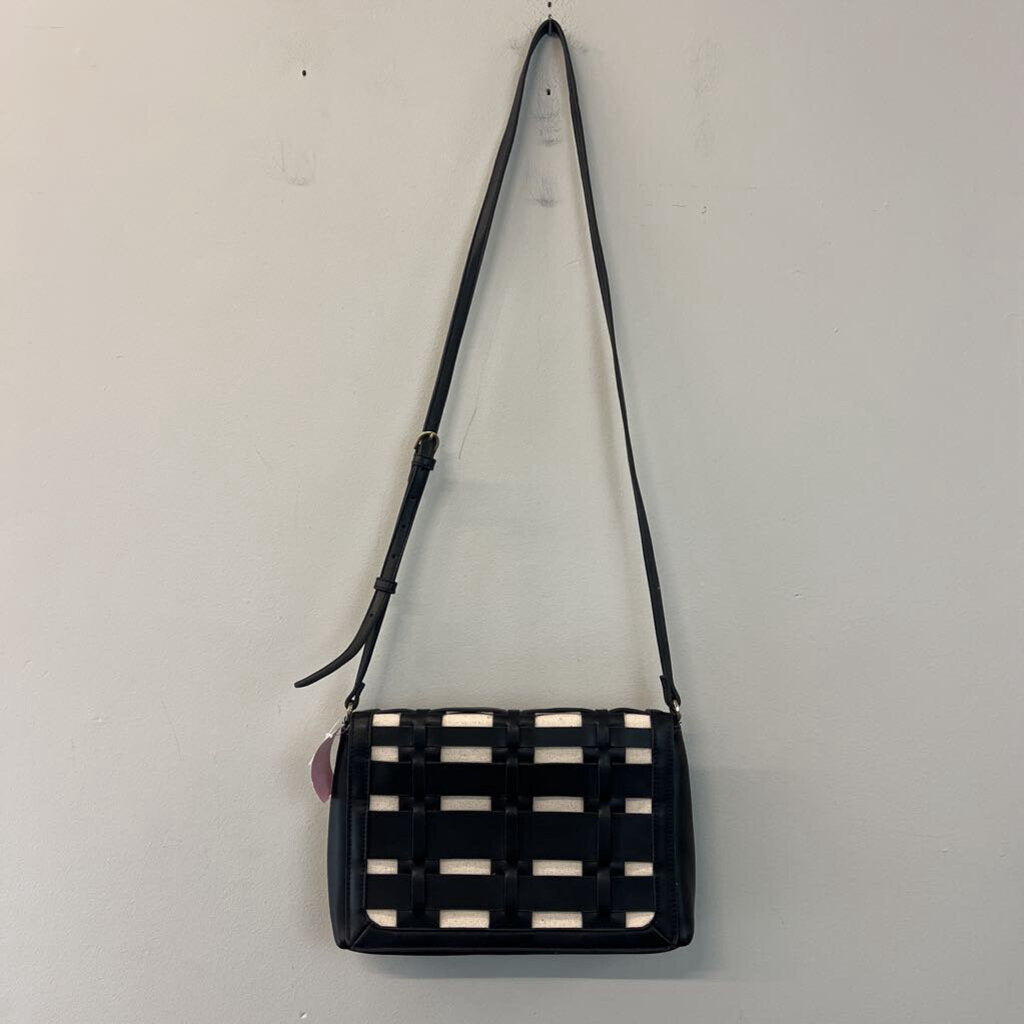 A New Day Black/ Beige Woven Crossbody Purse