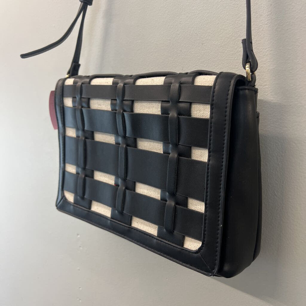 A New Day Black/ Beige Woven Crossbody Purse