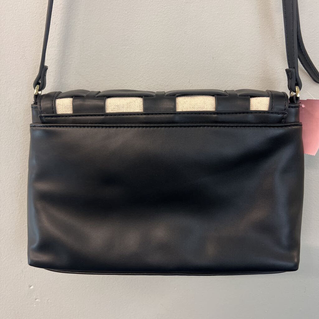 A New Day Black/ Beige Woven Crossbody Purse