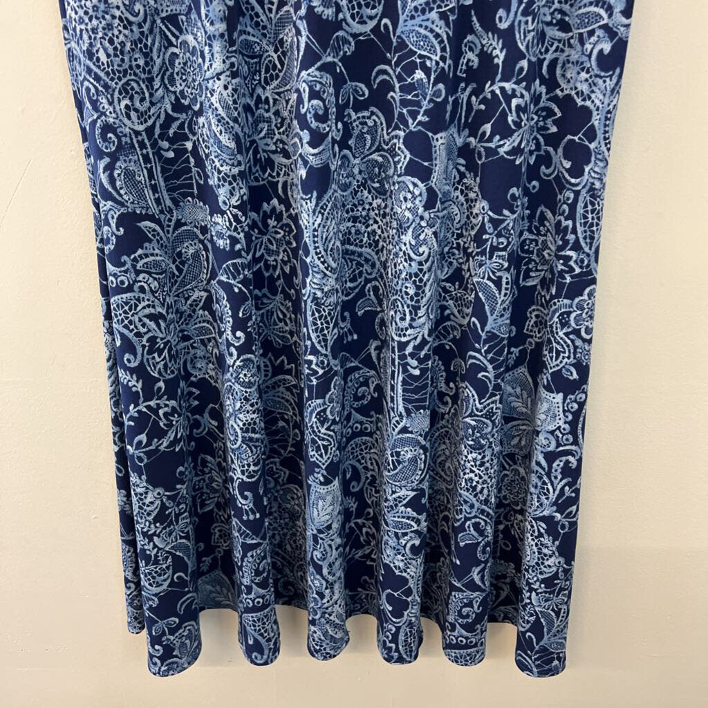 Coldwater Creek Navy/ Blue Print Short Sleeve Dress 16