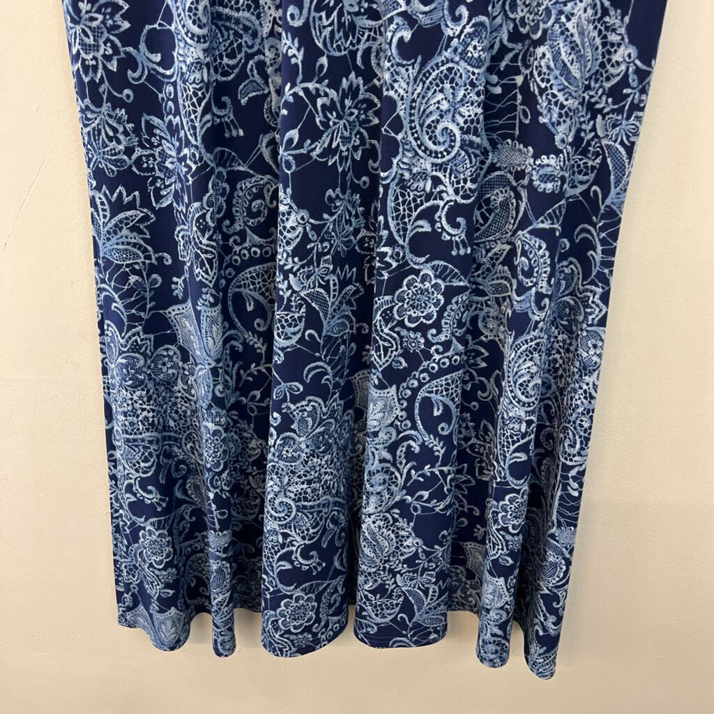 Coldwater Creek Navy/ Blue Print Short Sleeve Dress 16