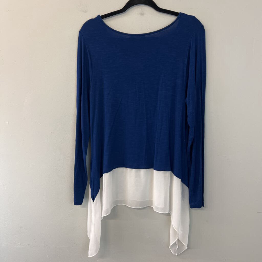 Signature Studio Blue/ White Layered Long Sleeve Top Extra Large