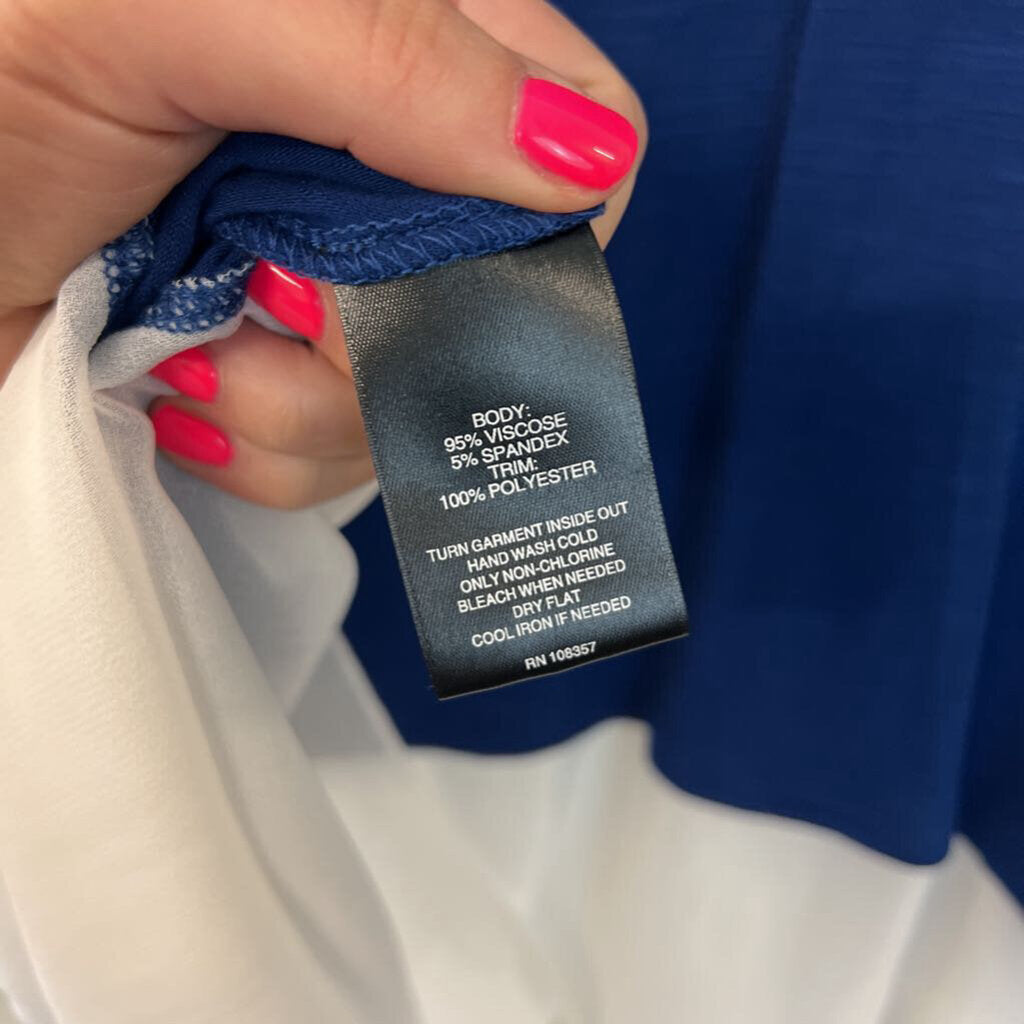 Signature Studio Blue/ White Layered Long Sleeve Top Extra Large