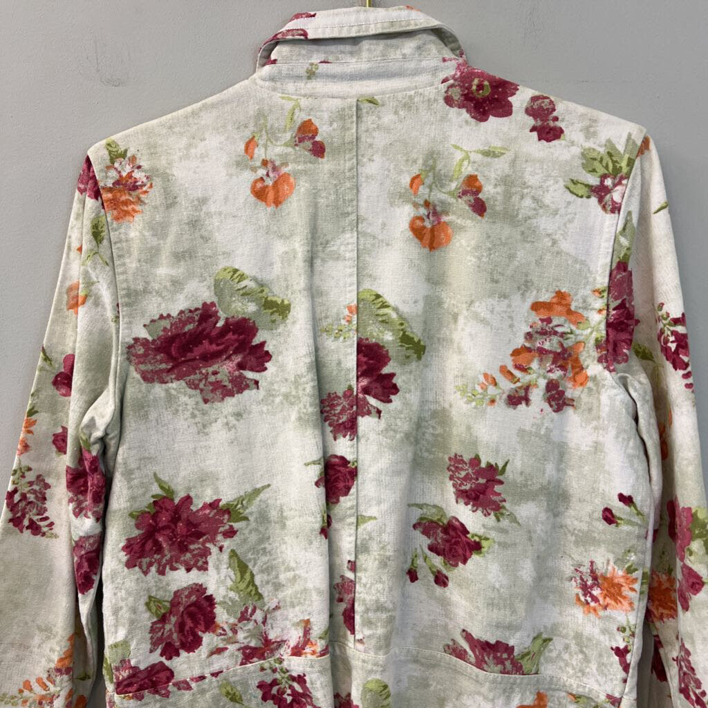 Christopher and Banks Beige/ Multi Flower Print Long Sleeve Button Down Top Small