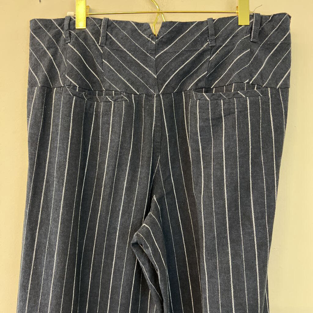 Free People Blue/ White Pin Striped Trouser Pants 12