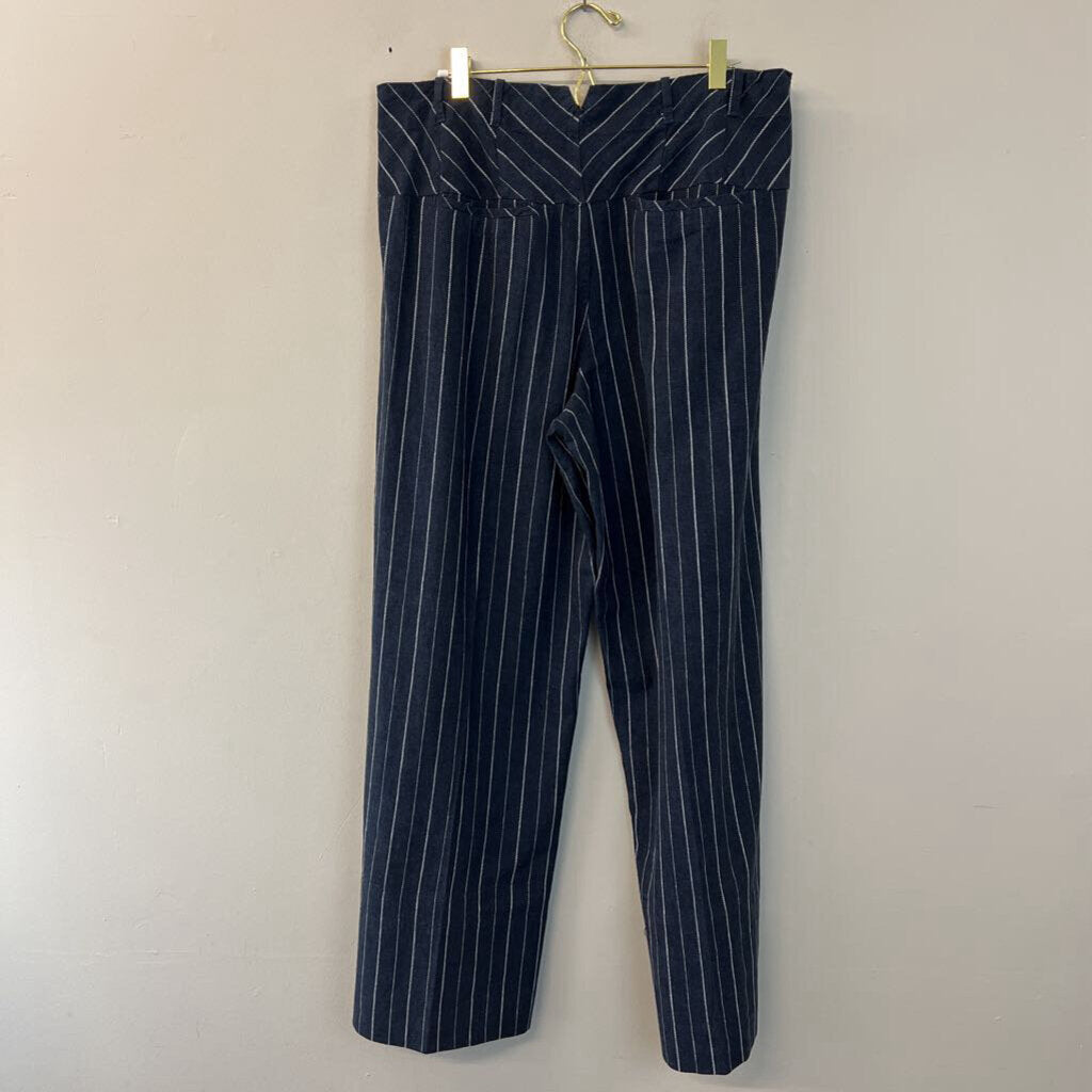 Free People Blue/ White Pin Striped Trouser Pants 12