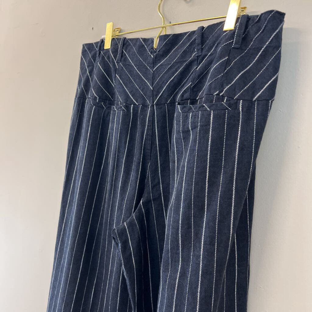 Free People Blue/ White Pin Striped Trouser Pants 12