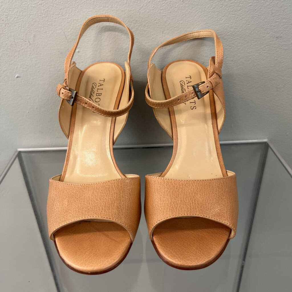 Talbots Brown Leather Ankle Strap Block Heels 8