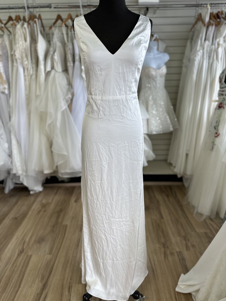 Lulus Ivory Silky Satin Sheath Bridal Gown XL