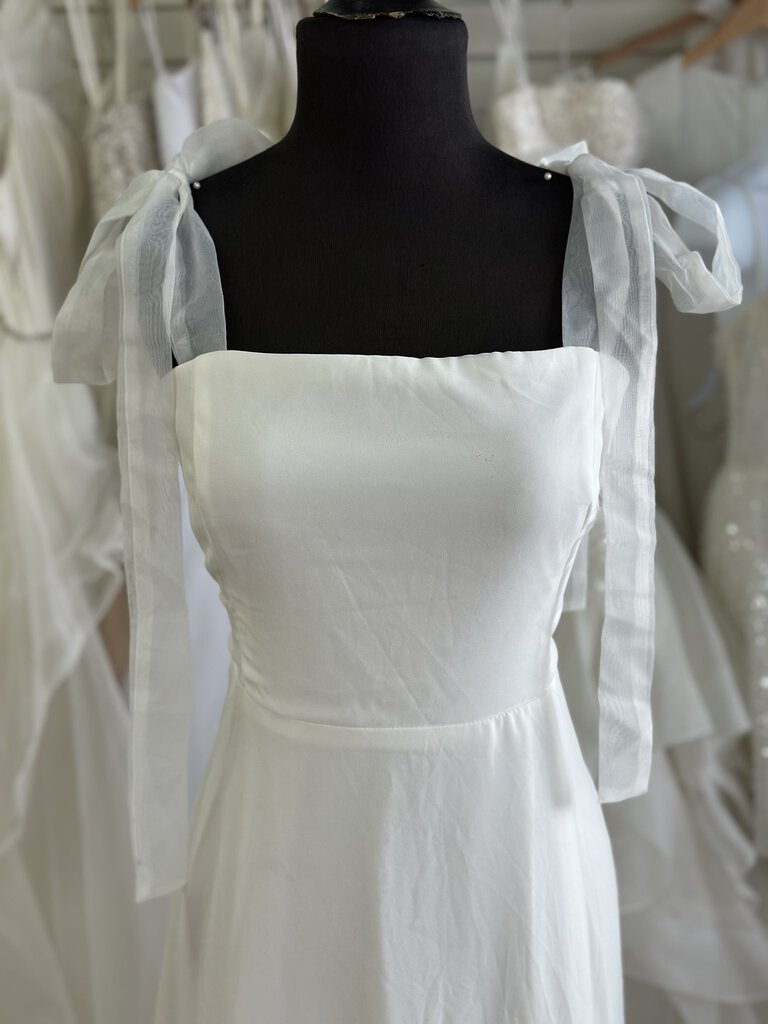 Lulus Ivory Chiffon Gown with Tie Straps XL