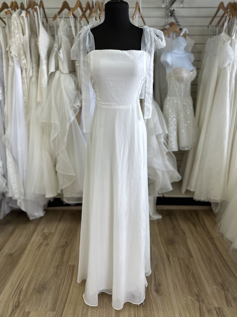 Lulus Ivory Chiffon Gown with Tie Straps XL