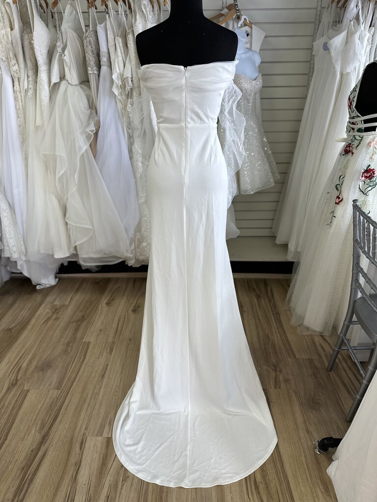 Lulus Crepe Sheath Gown with Mesh Sleeves XL