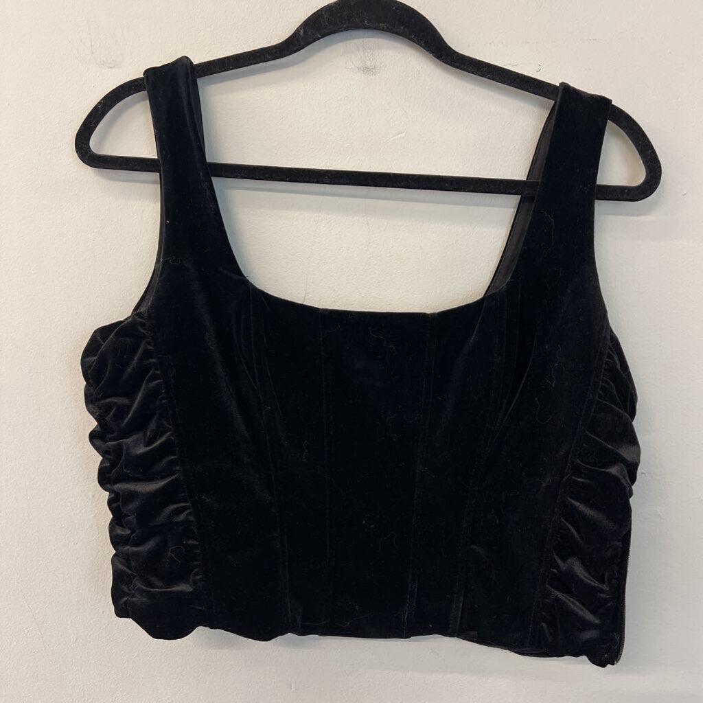 House Of Harlow Black Velvet Corset Tank Top Large