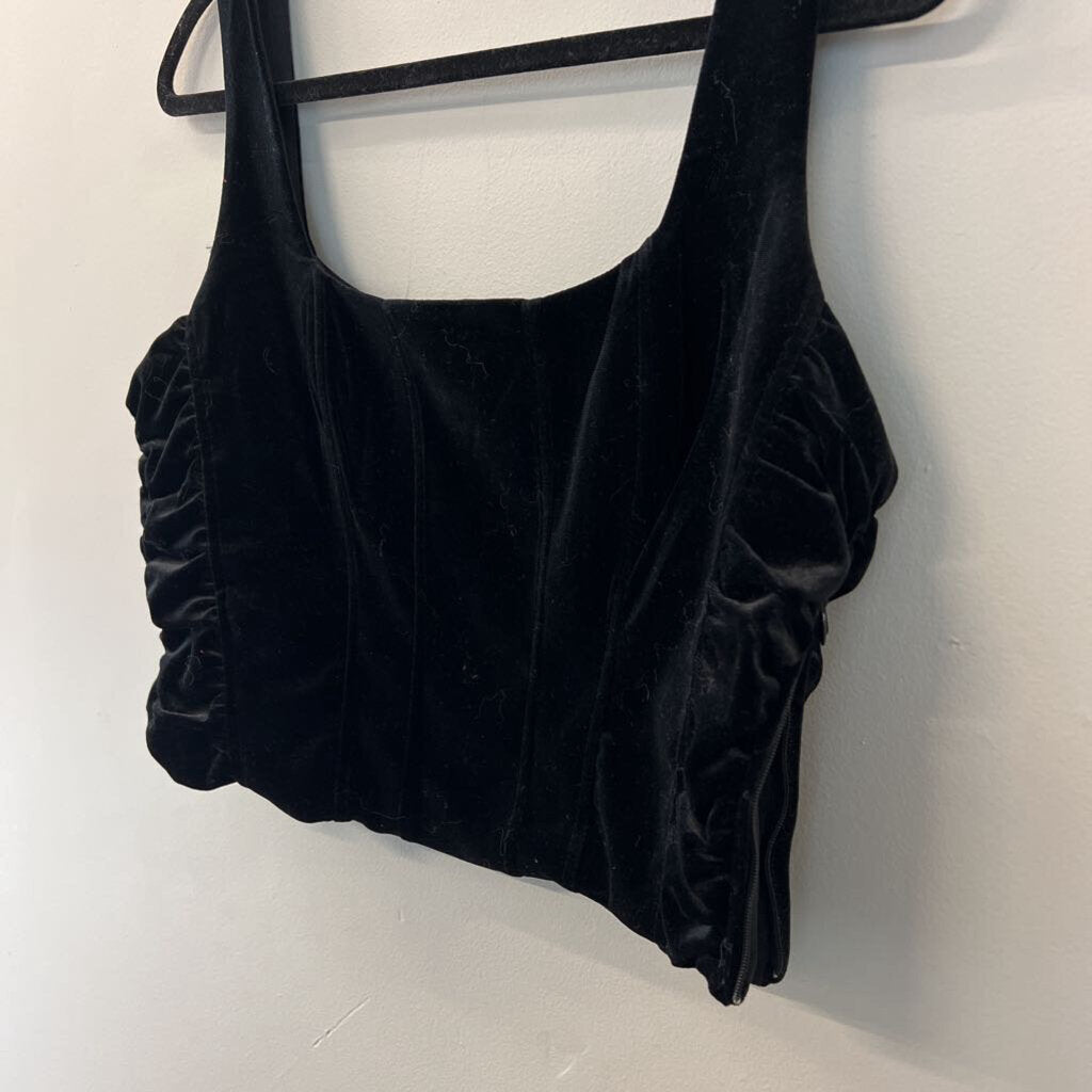 House Of Harlow Black Velvet Corset Tank Top Large