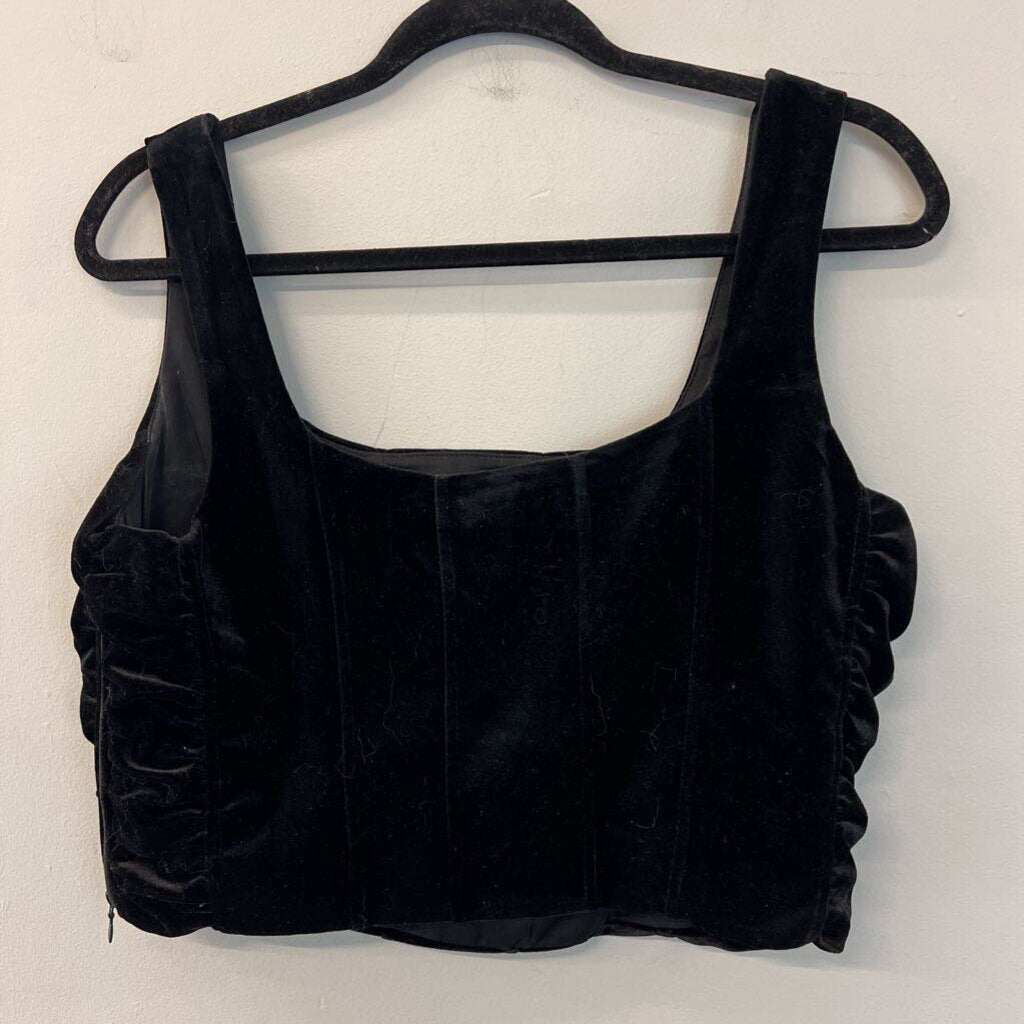 House Of Harlow Black Velvet Corset Tank Top Large