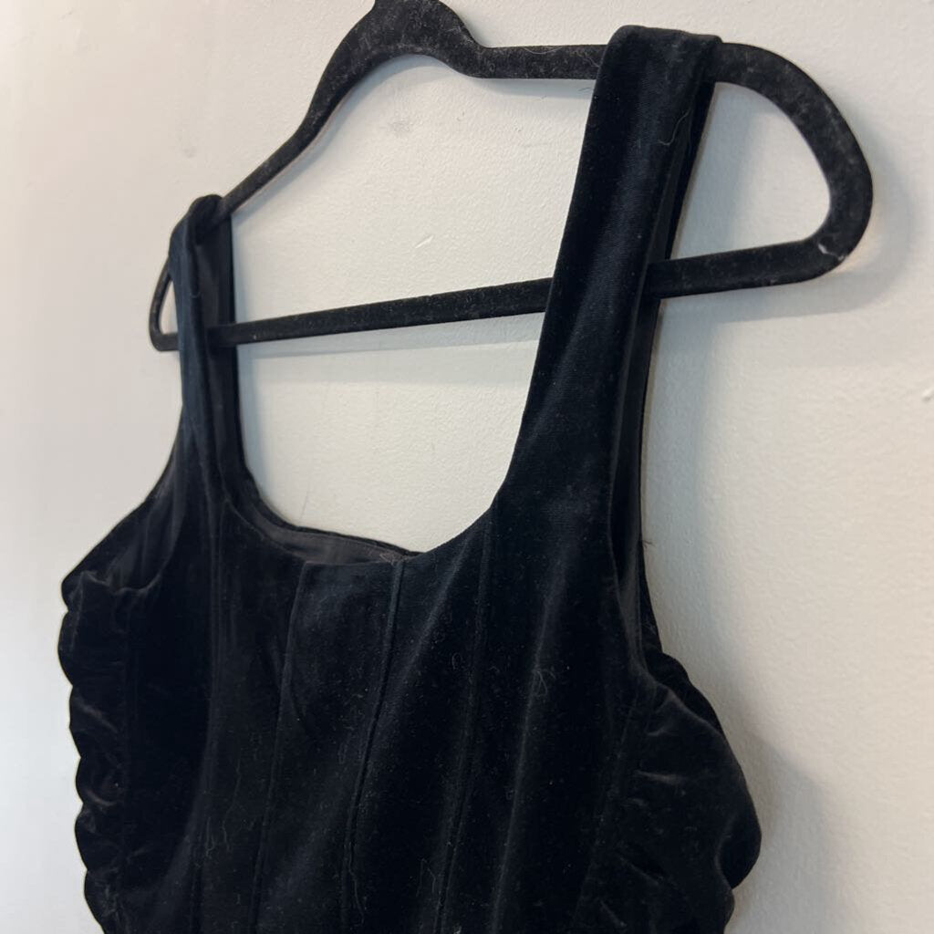 House Of Harlow Black Velvet Corset Tank Top Large