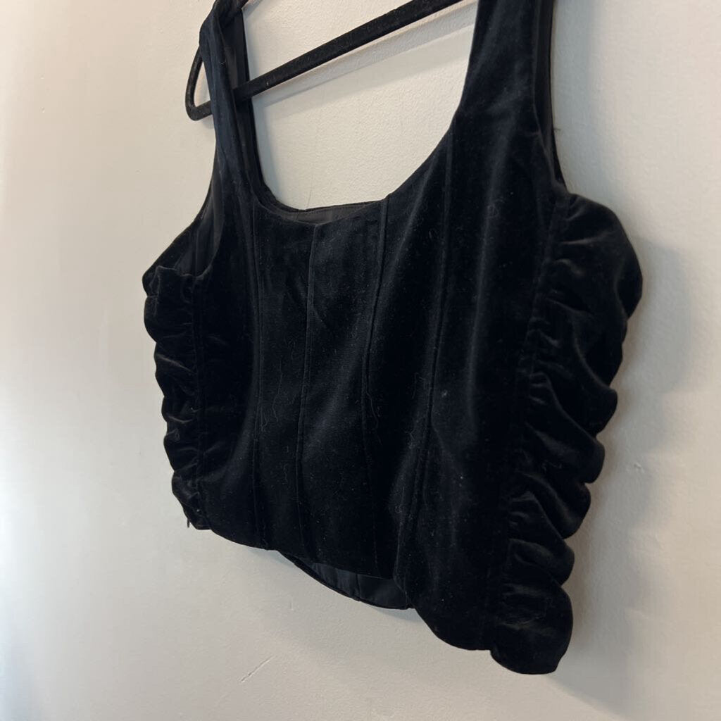House Of Harlow Black Velvet Corset Tank Top Large