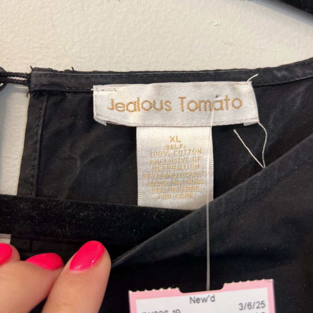 Jealous Tomato Black/ Multi Embroidered Bird Bell Sleeve Top Extra Large
