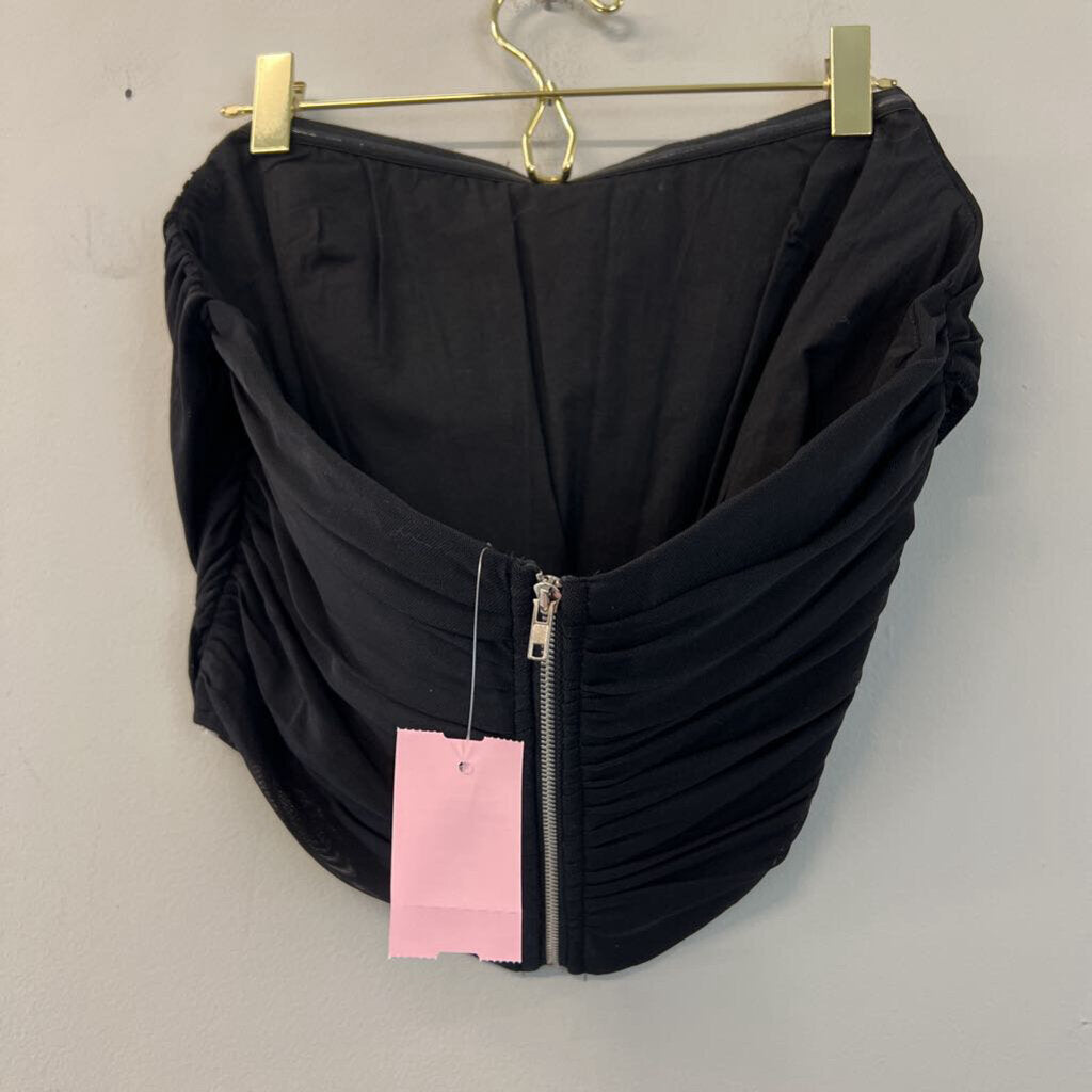 Black Ruched Strapless Corset Top 2XL