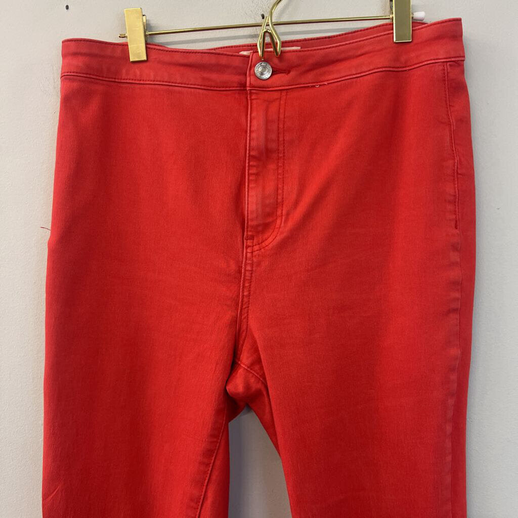 We The Free Bright Coral Denim Flare Leg Pants 30