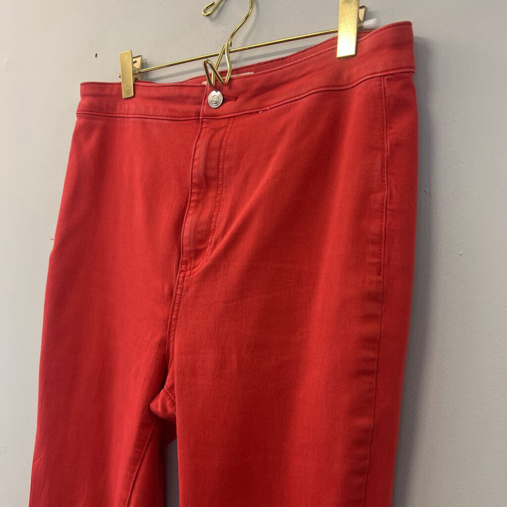 We The Free Bright Coral Denim Flare Leg Pants 30