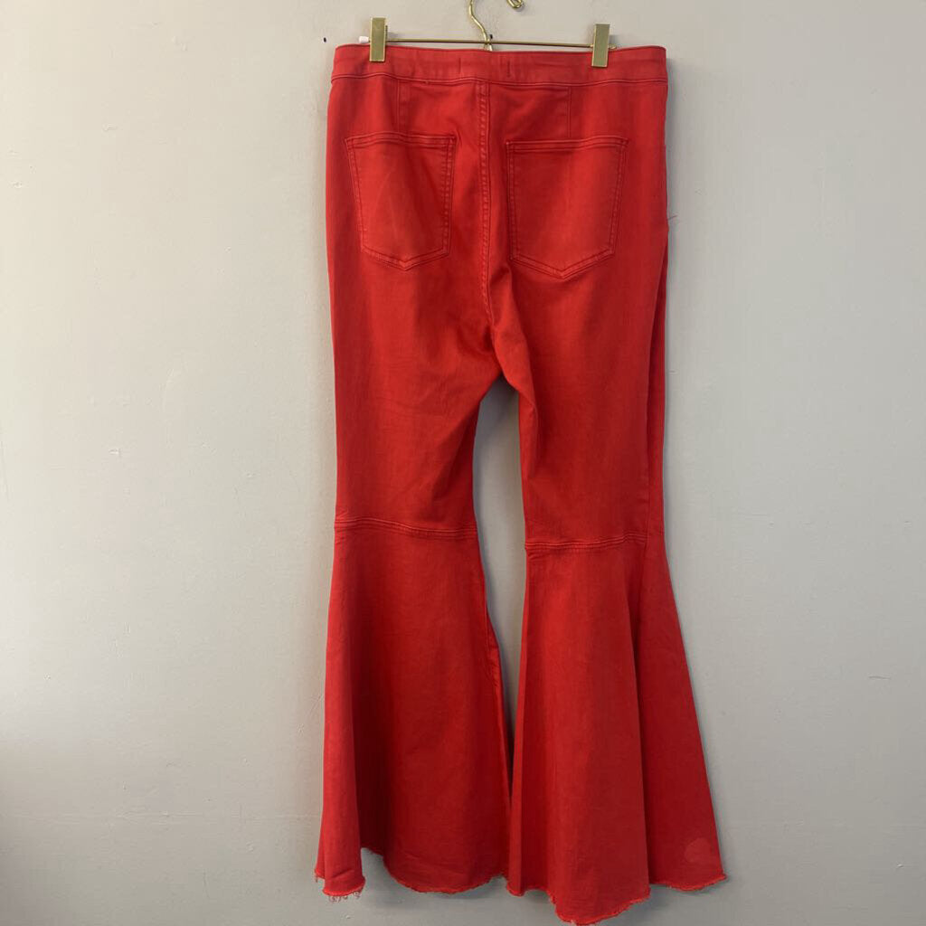 We The Free Bright Coral Denim Flare Leg Pants 30