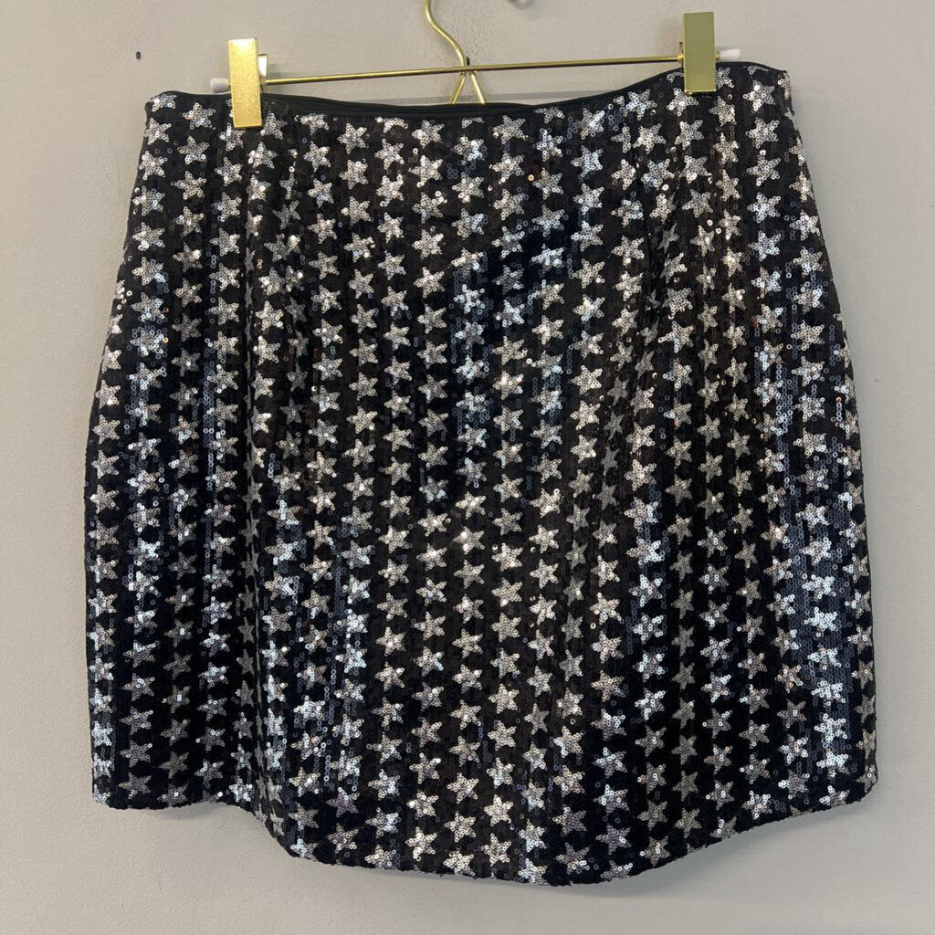 Altar'd State Black/ Silver Sequin Star Print Mini Skirt Large