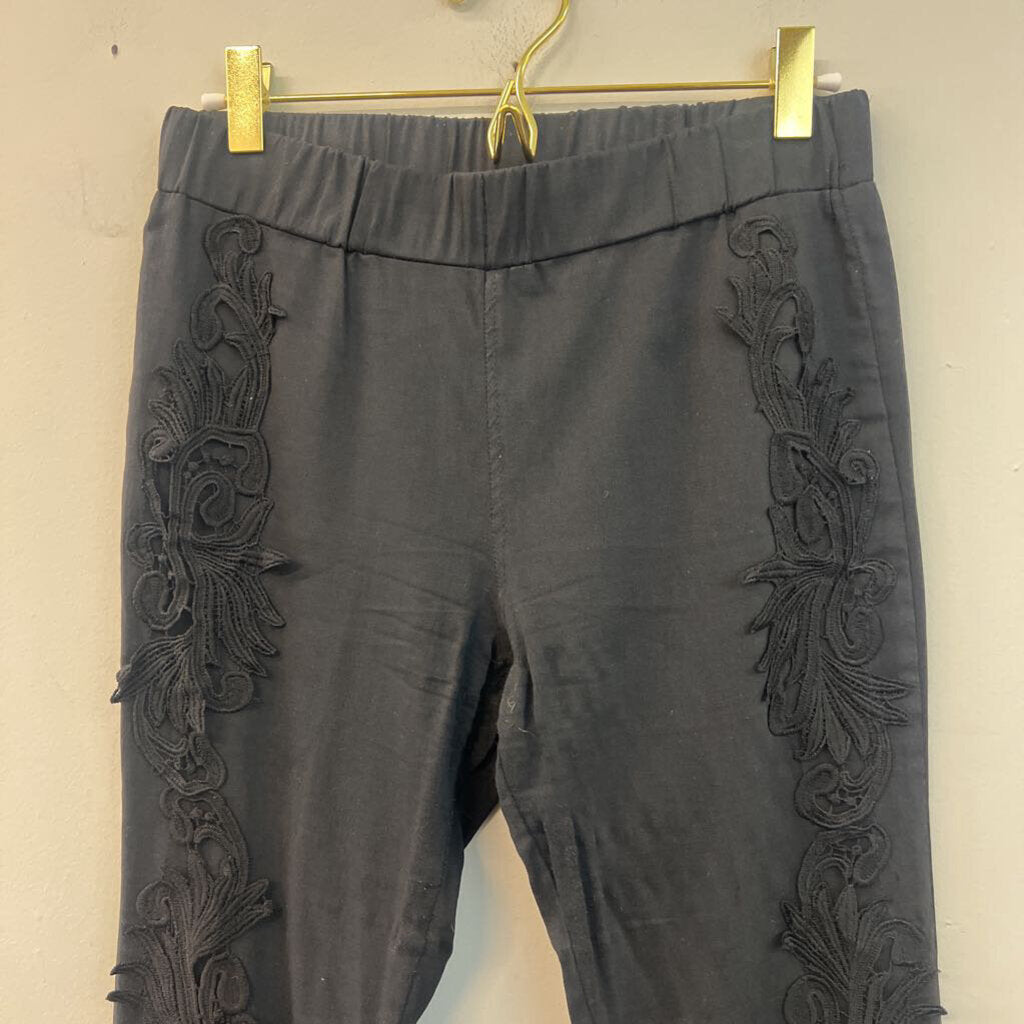 Pretty Angel Black Lace Side Skinny Leg Pull On Pants Large