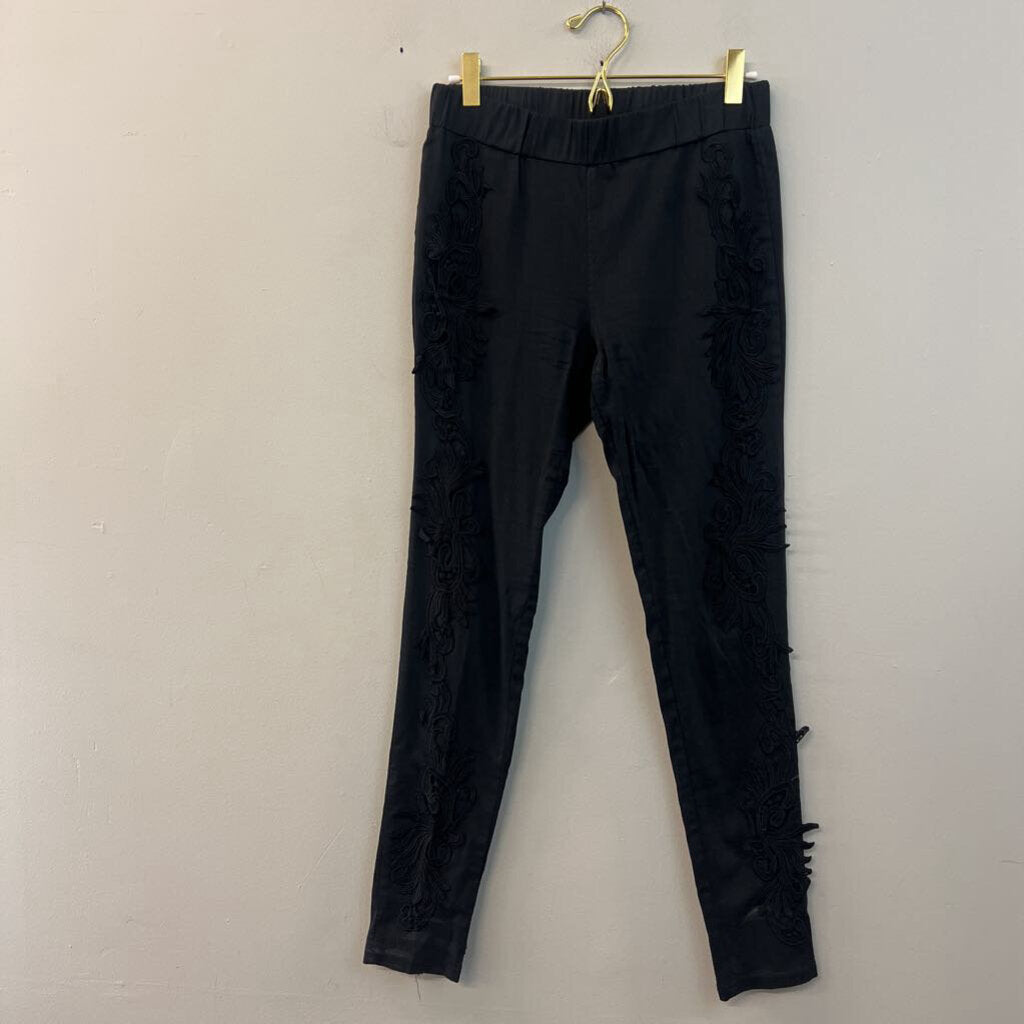 Pretty Angel Black Lace Side Skinny Leg Pull On Pants Large