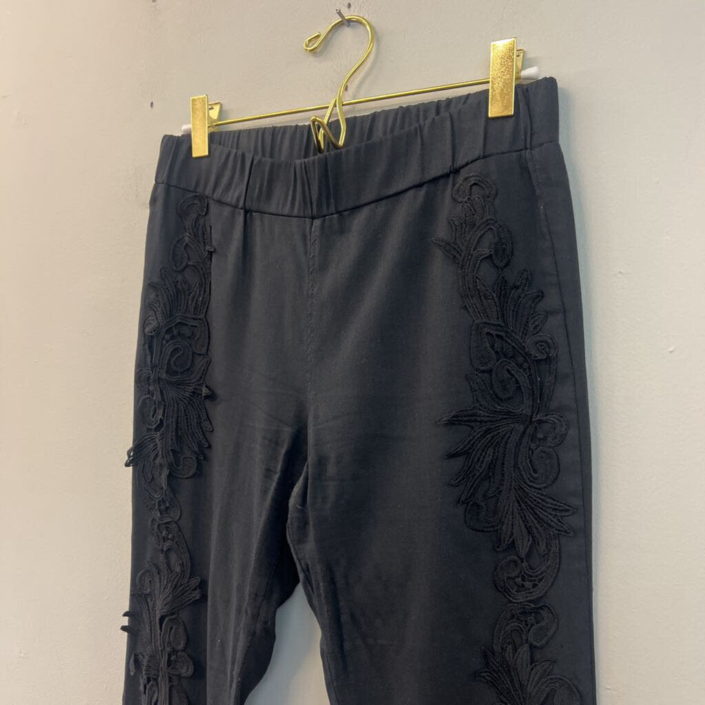 Pretty Angel Black Lace Side Skinny Leg Pull On Pants Large