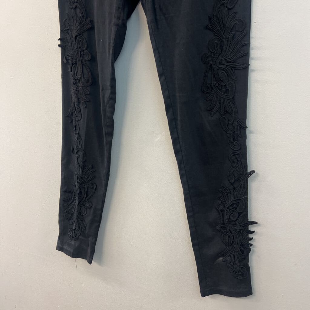 Pretty Angel Black Lace Side Skinny Leg Pull On Pants Large