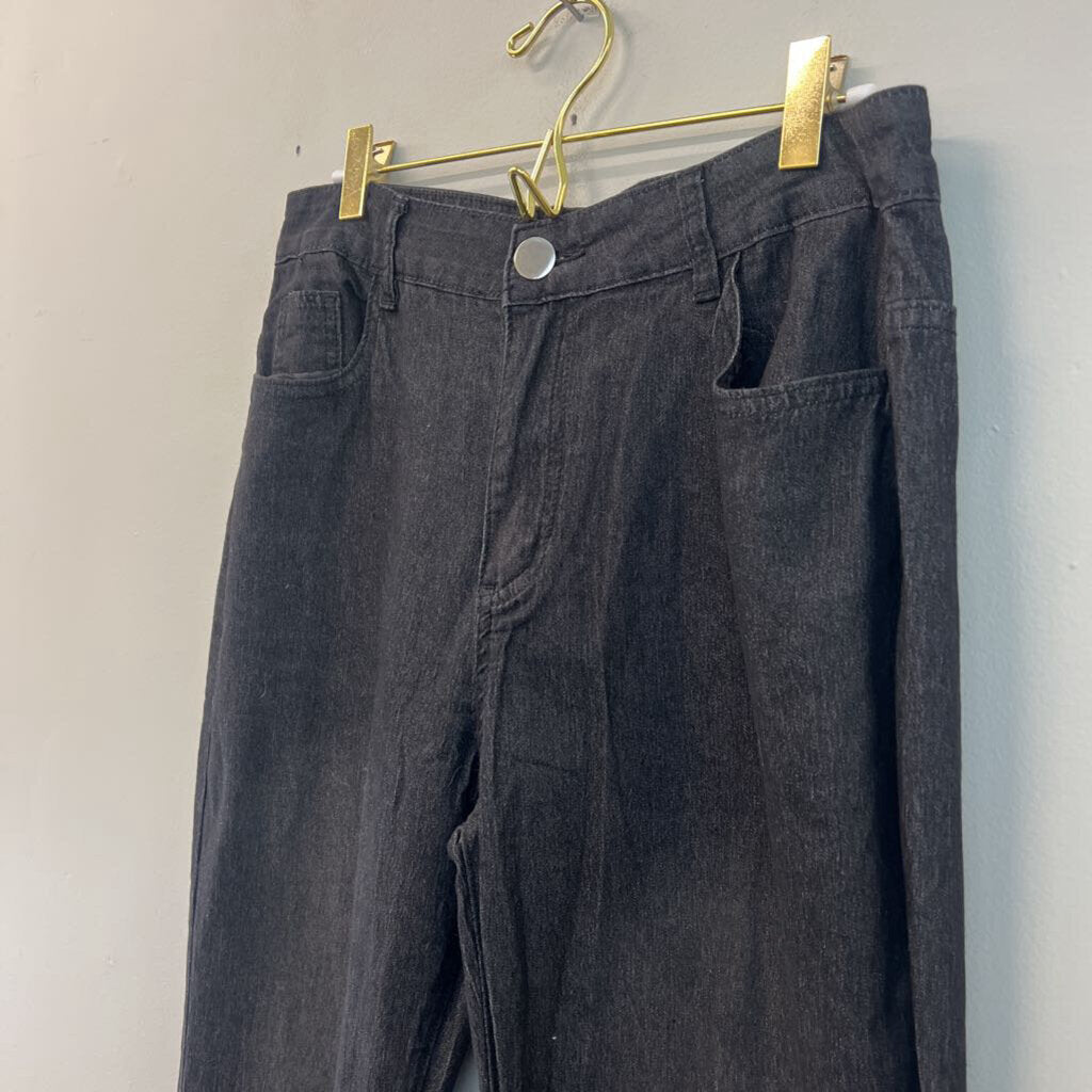 Black/ Multi Embroidered Flare Pants Large