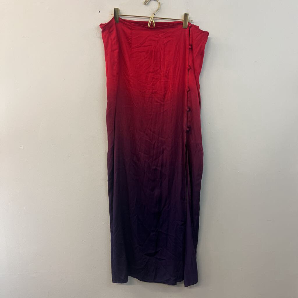 Chaser Red/ Purple Ombre Silky Midi Skirt Large