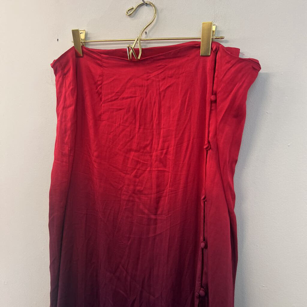 Chaser Red/ Purple Ombre Silky Midi Skirt Large