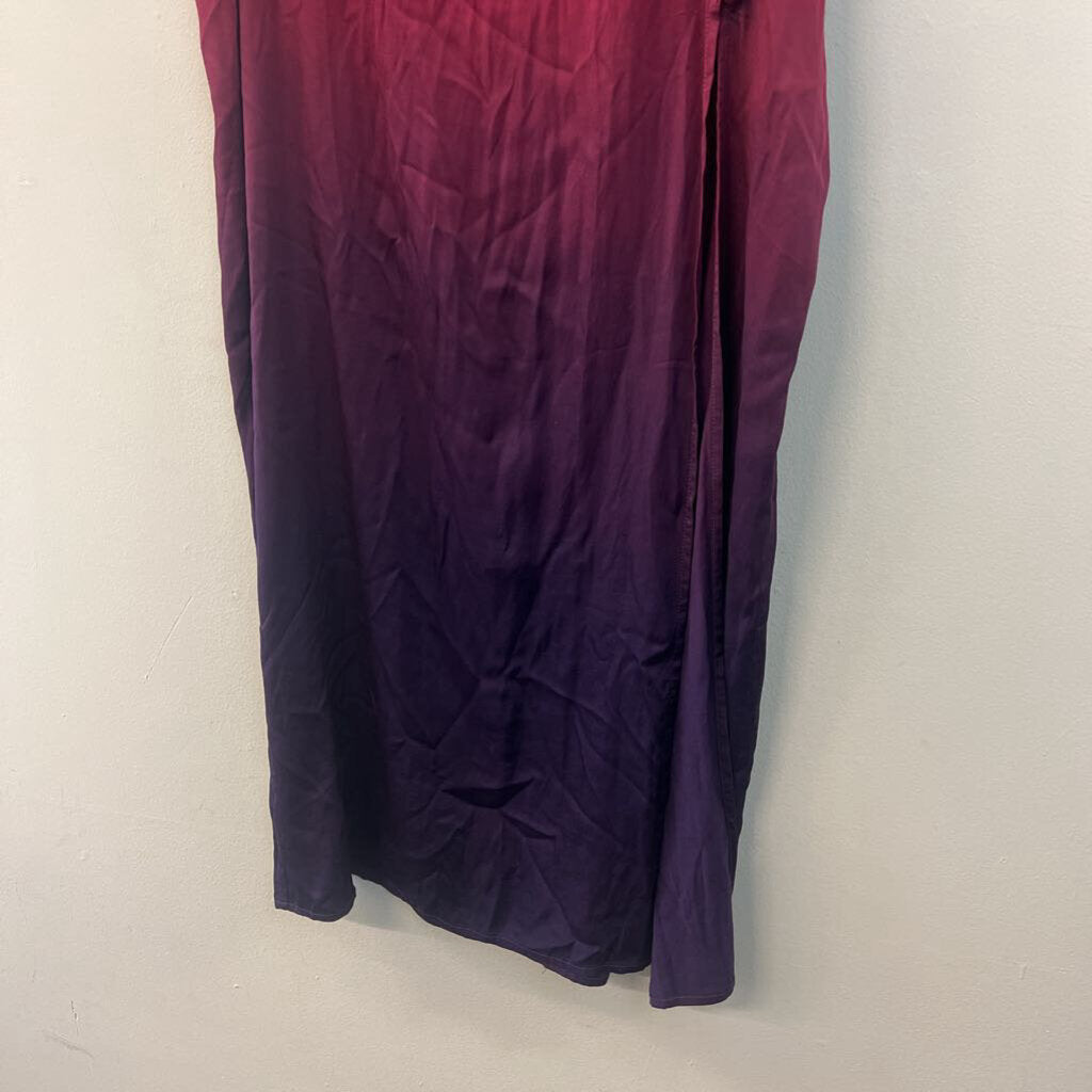Chaser Red/ Purple Ombre Silky Midi Skirt Large