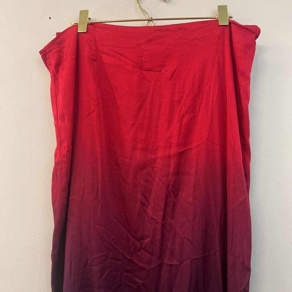 Chaser Red/ Purple Ombre Silky Midi Skirt Large