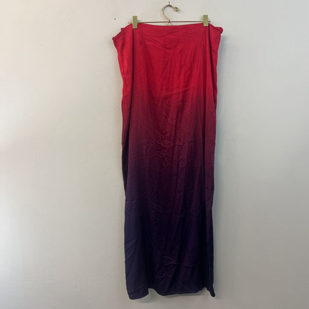 Chaser Red/ Purple Ombre Silky Midi Skirt Large