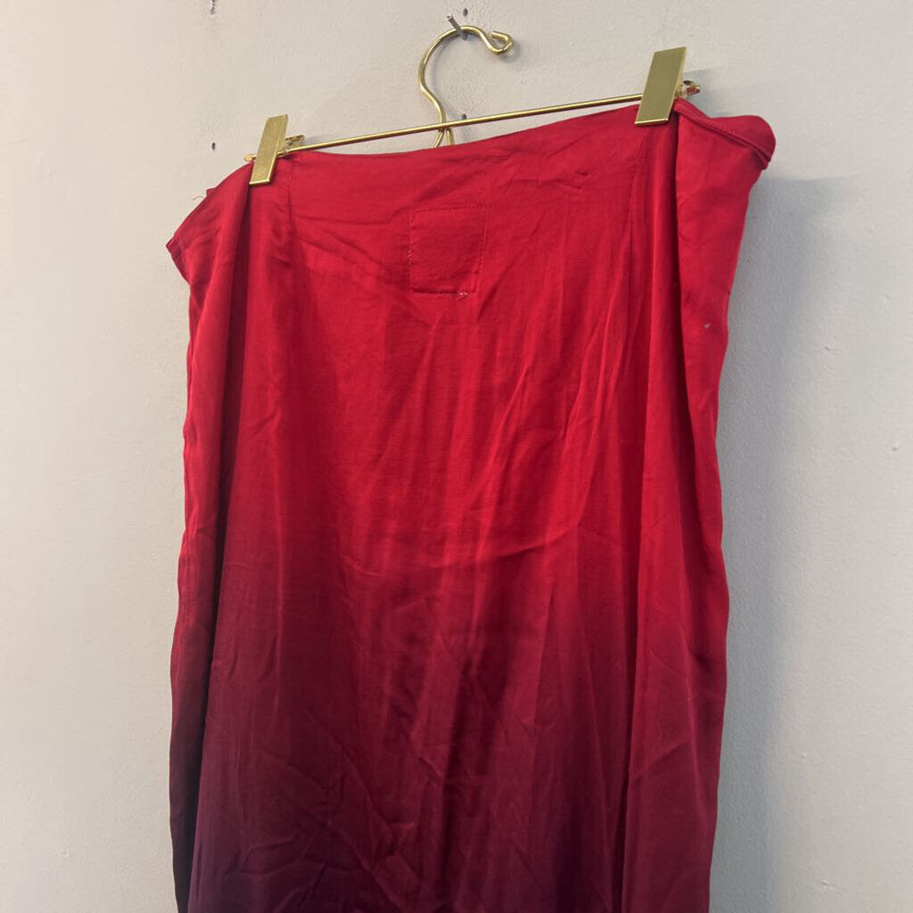 Chaser Red/ Purple Ombre Silky Midi Skirt Large