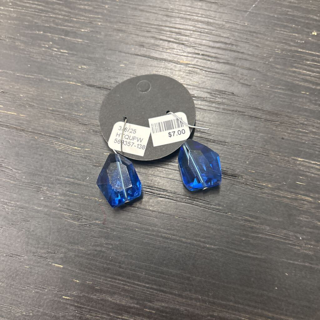 Silver/ Blue Stone Drop Earrings