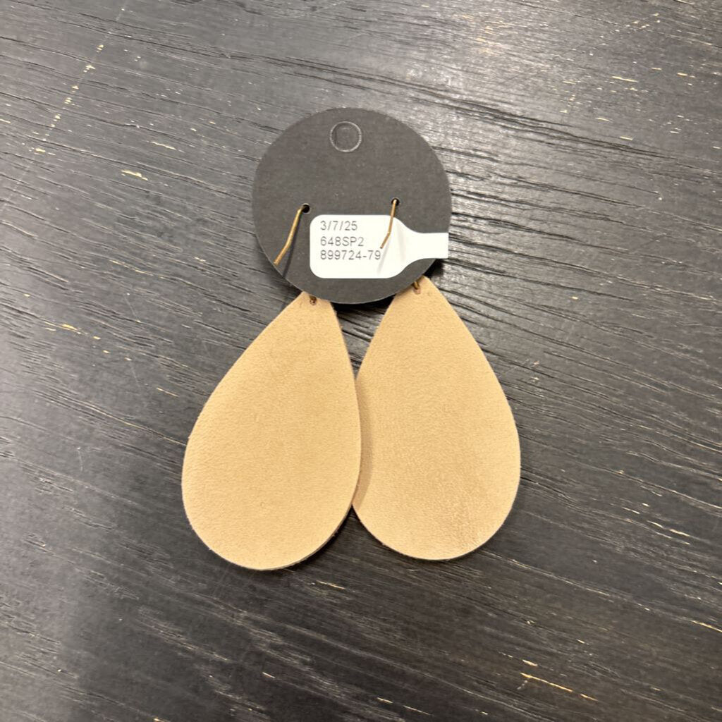 White/ Multi Pinecone Print Leather Teardrop Earrings