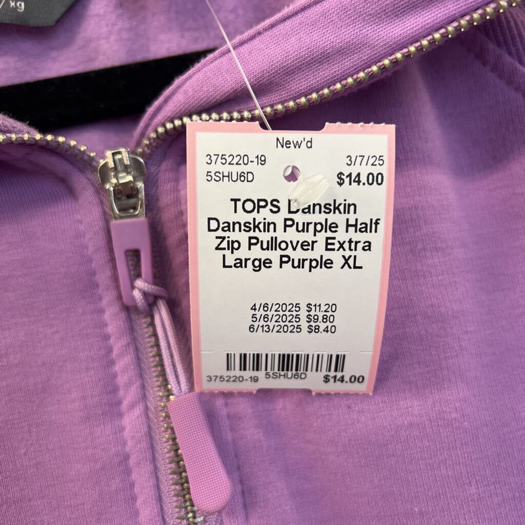 Danskin Purple Half Zip Pullover Extra Large