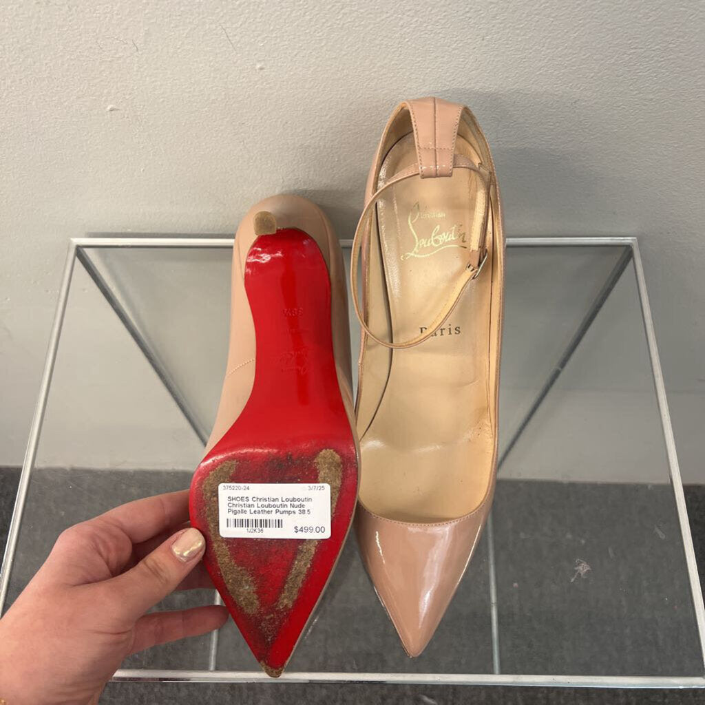 Christian Louboutin Nude Pigalle Leather Pumps 38.5