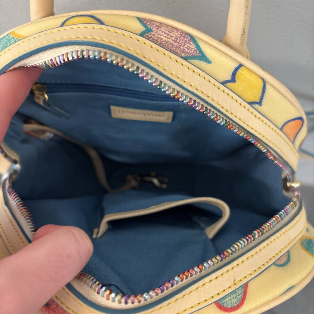Dooney and Bourke Cream/ Multi Heart Print Small Backpack