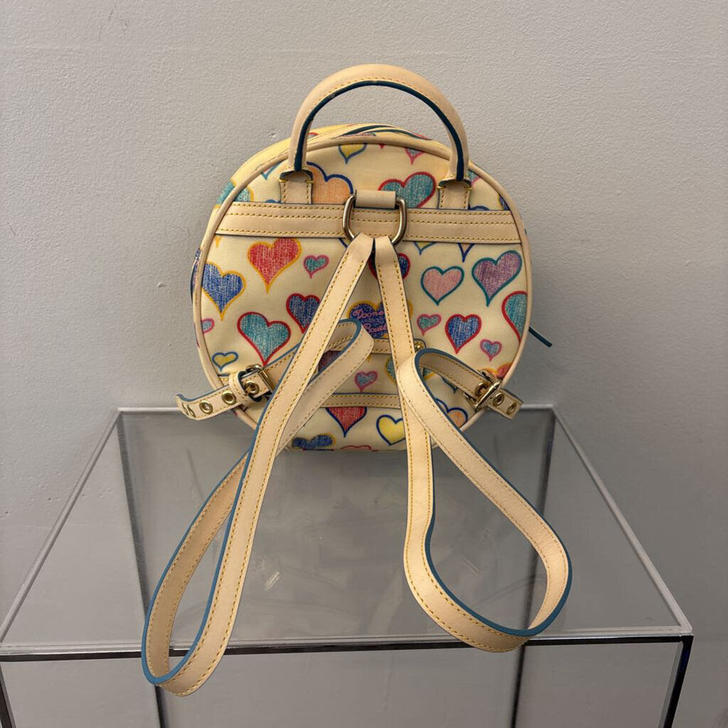 Dooney and Bourke Cream/ Multi Heart Print Small Backpack